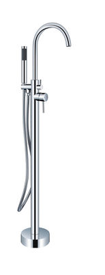 Chrom đồng tự đứng vòi bồn tắm OEM sàn đòn bẩy đơn gắn với bộ chuyển hướng