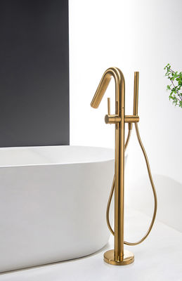 Rose vàng đồng tự do đứng vòi bồn tắm OEM một đòn bẩy sàn gắn