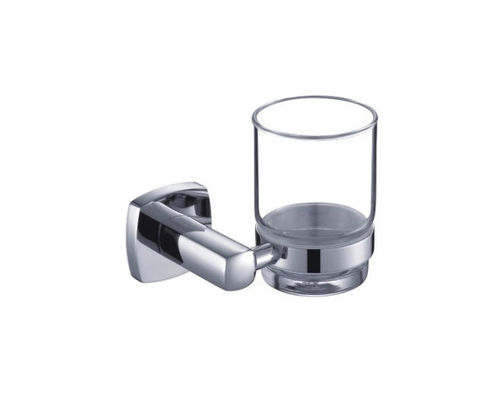 Single Tumbler Holder Brass Glass Bathroom OEM Brass Base Square Với Thiết kế cong