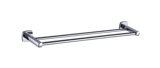 Double Rod Hand Towel Holder Bụt phòng tắm màu Chrome OEM Bụt nền vuông với thiết kế cong