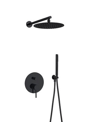 Classical Matt Black In Wall Shower Faucet Rain Shower ẩn trong tường đồng vòng Knurl cầm