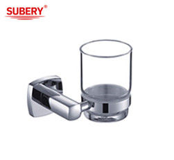 Single Tumbler Holder Brass Glass Bathroom OEM Brass Base Square Với Thiết kế cong