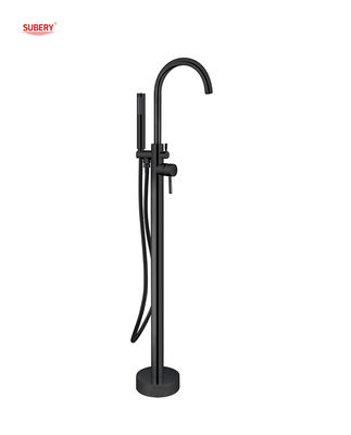 Matt Black Brass Freestanding vòi bồn tắm với Diverter một đòn bẩy sàn gắn