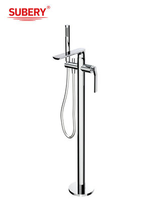 Đồng Chrome Ống bồn tắm tự đứng Máy quét đòn bẩy đơn gắn trên tường