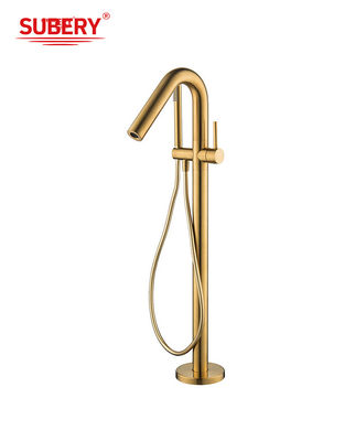 Rose vàng đồng tự do đứng vòi bồn tắm OEM một đòn bẩy sàn gắn