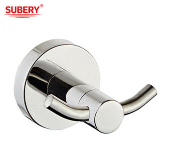Phụ kiện phòng tắm được gắn trên tường SUS304 Double Robe Hook chrome đánh bóng thiết kế tròn clssical OEM ODM