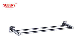 Double Rod Hand Towel Holder Bụt phòng tắm màu Chrome OEM Bụt nền vuông với thiết kế cong