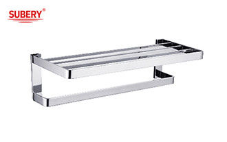 Đồng gấp đôi khăn kệ quầy tắm chất lượng cao màu chrome OEM nobel đồng lắp đặt