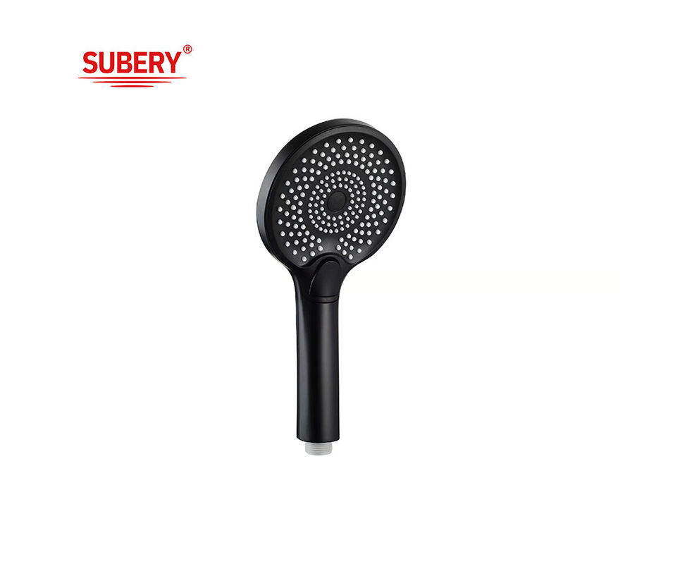 Máy tắm tay nhựa ABS 3 chức năng Cột Đen Lỏng Silicon vòi tròn Đơn giản sạch OEM