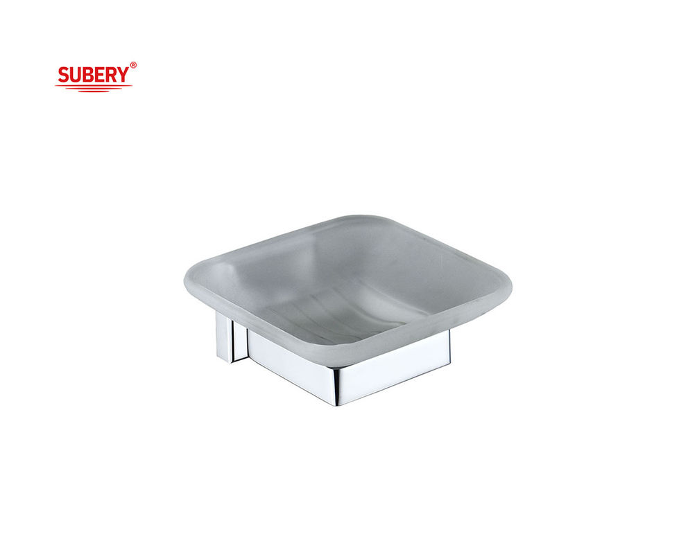 Đồ giữ đĩa xà phòng bằng đồng kính phòng tắm chất lượng cao màu chrome OEM đồng cơ sở hình vuông thiết kế