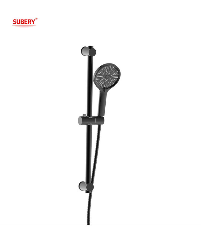 Phòng tắm Matt Đen tròn Classic Slide Bar SUS304 3 chức năng ABS ống vòi tay nhựa