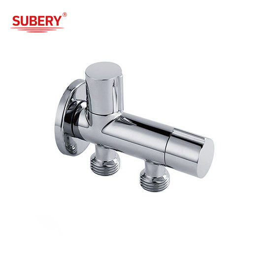 Hình L tùy chỉnh G1/2 Một lối vào hai lối ra Máy giặt đồng Chrome Máy phun nước phòng tắm Phòng vệ sinh Ventil góc