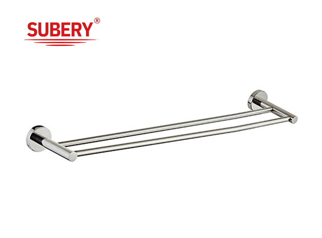 Bức tường lắp đặt phụ kiện phòng tắm Chrome Finishing Towel Bar Modern Towel Rail Double Towel Rod