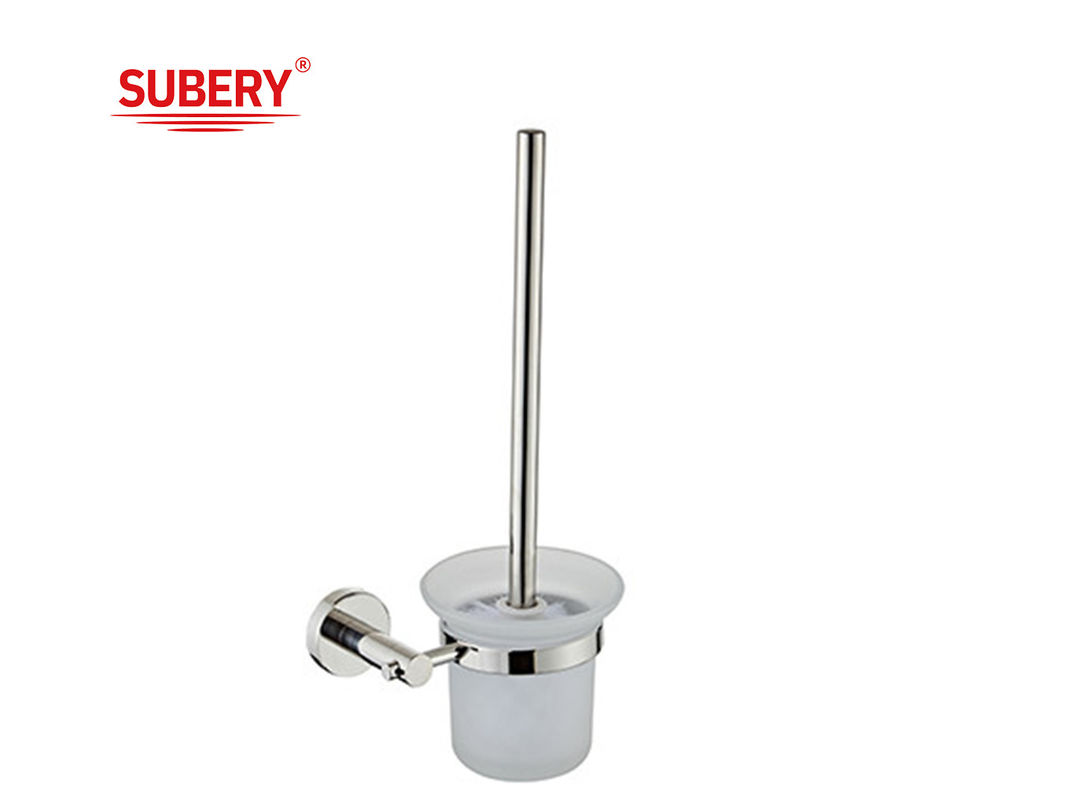 thép không gỉ SS304 máy giữ bàn chải vệ sinh được gắn trên tường máy giữ bàn chải vệ sinh được đặt với cốc thủy tinh