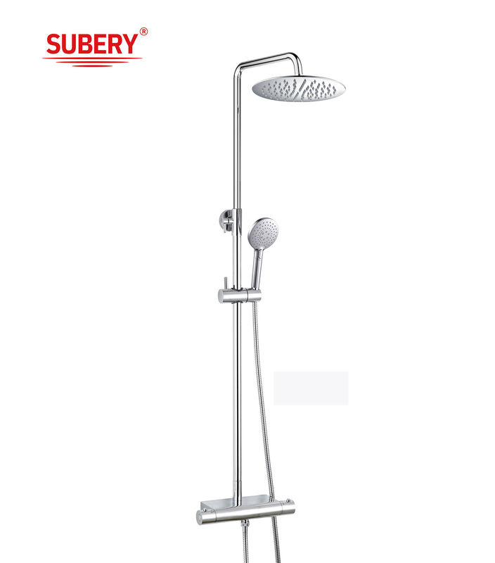 Quần hai đầu vòi sen tường gắn Chrome thép không gỉ phòng tắm phòng tắm Thermostatic mưa vòi sen