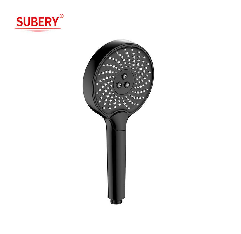 Máy tắm tay nhựa ABS 3 chức năng Cột Đen Lỏng Silicon vòi tròn Đơn giản sạch OEM